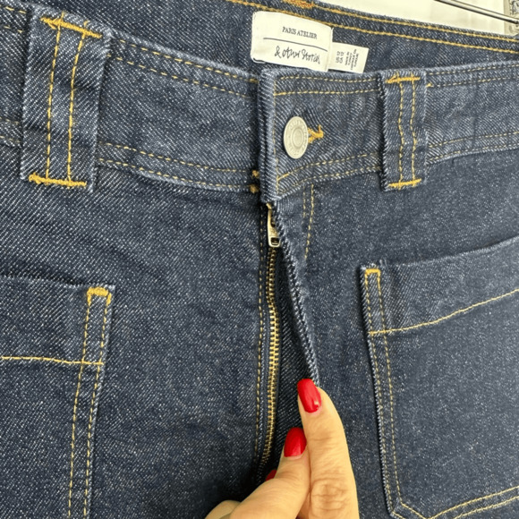 & Other Stories Women’s High Rise Wide Leg Jeans Size 12 Dark Wash Denim Pockets - Picture 11 of 13